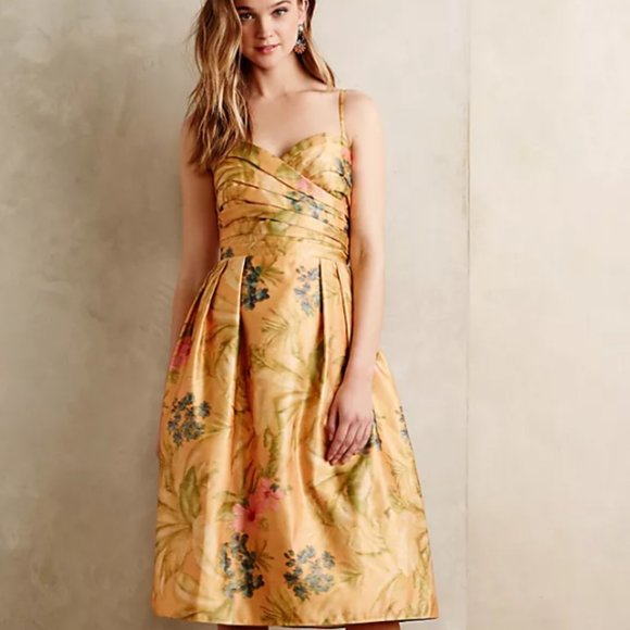 Anthropologie Dresses & Skirts - Anthropologie | NWT James Coviello Botanica Dress in Yellow Motif (Size 8)